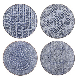 Set 4 farfurii intinse albastre din ceramica 25 cm Karine Bloomingville