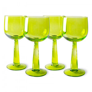 Set 4 pahare pentru vin verde lime din sticla 200 ml Emeralds HK Living
