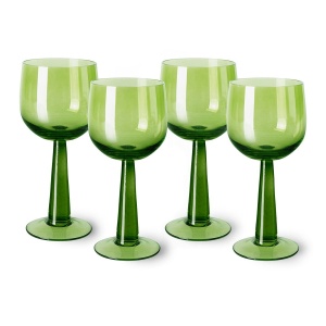 Set 4 pahare pentru vin verde lime din sticla 240 ml Emeralds HKliving