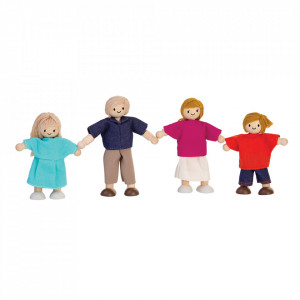 Set 4 papusi multicolore din lemn Doll Thea Family Plan Toys