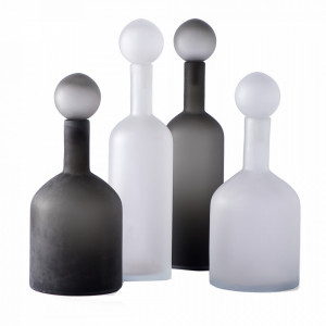 Set 4 sticle cu capac albe/negre din sticla Bubbles Pols Potten