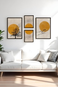 Set 4 tablouri multicolore din lemn Huhu455-S The Home Collection