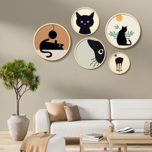 Set 5 tablouri multicolore din lemn Yats-07 The Home Collection