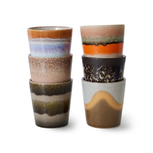 Set 6 cani multicolore din ceramica 230 ml 70s Ace HKliving