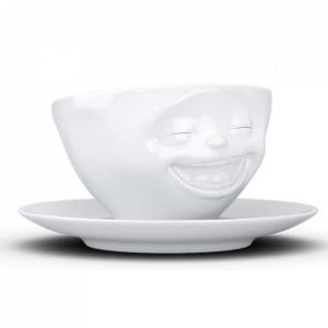 Set ceasca cu farfurioara alba din ceramica 200 ml Laughing Tassen