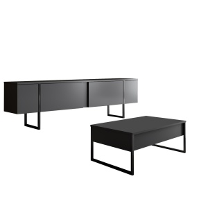 Set comoda TV si masa de cafea gri/negru Luxe Set The Home Collection