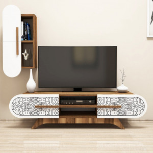 Set comoda TV si raft alb/maro Defne The Home Collection