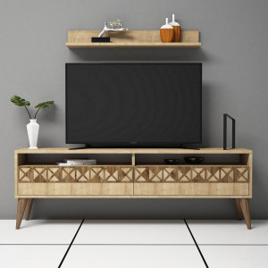 Set comoda TV si raft maro deschis Line The Home Collection