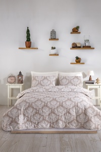 Set cuvertura alba/maro din fibre Post Double The Home Collection