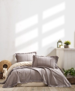 Set cuvertura gri din bumbac Tziana Double The Home Collection