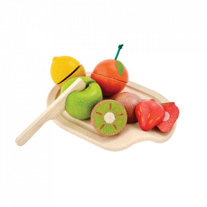 Set de joaca 7 piese multicolor din lemn Assorted Fruits Plan Toys
