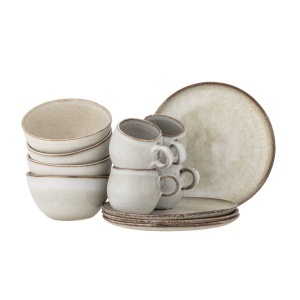 Set de masa 12 piese maro/gri din ceramica Sandrine Bloomingville