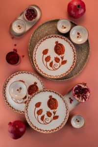 Set de masa 14 piese crem/rosii din ceramica NPMOD14KH880799 The Home Collection