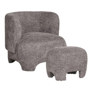 Set fotoliu si taburet gri din textil Nazare House Nordic