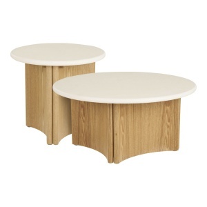 Set masa de cafea si masa laterala din ciment bej Motril House Nordic