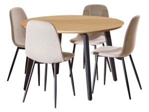 Set masa dining si 4 scaune bej/maro din metal Cadiz Celia Round Actona Company