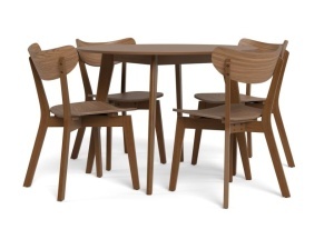 Set masa dining si 4 scaune din lemn maro Roxby Round Quiet Object