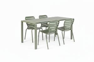 Set masa dining si 4 scaune exterior verzi din metal Vondel Large Chair Zuiver