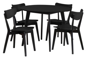 Set masa dining si 4 scaune negre din metal Roxby Round Actona Company