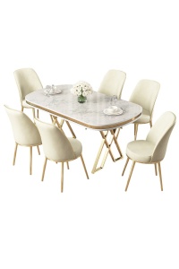 Set masa dining si 6 scaune multicolor din metal Lai The Home Collection