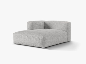 Sezlong pentru canapea modulara argintie din textil pentru 1 persoana Martina 176 Boucle Left Micadoni
