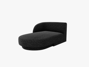Sezlong pentru canapea modulara gri antracit din textil pentru 2 persoane Miley Eden Left Chenille Micadoni