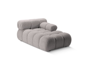 Sezlong pentru canapea modulara gri deschis din textil pentru 1 persoana Bellis Boucle 155 Right Micadoni