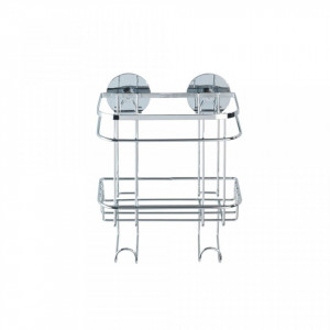 Suport accesorii baie pentru perete argintiu din metal 18x24 cm Turbo Loc Wenko