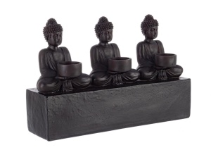 Suport lumanari negru din fibre sintetice 25 cm Buddha Bizzotto