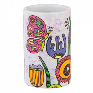 Suport pentru periuta de dinti multicolor din ceramica 7x11 cm Full Bloom Wenko