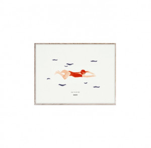 Tablou multicolor cu rama din lemn 30x40 cm Sally the Swimmer Paper Collective