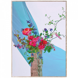Tablou multicolor cu rama din lemn Bloom 05-Turquoise Paper Collective