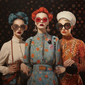 Tablou multicolor din sticla 80x80 cm Ladies Ter Halle