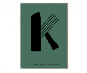 Tablou negru/verde cu rama din lemn 30x40 cm K-Alphabet Spaghetti Letter Paper Collective