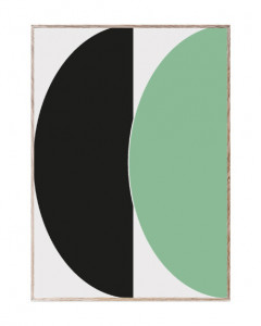 Tablou verde/albastru cu rama din lemn Half Circles Green/Blue Paper Collective
