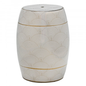 Taburet decorativ alb/auriu din ceramica 32 cm Circle Thai Natura