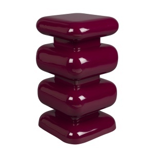 Taburet decorativ patrat rosu bordo din metal 29x29 cm Stubby Dutchbone