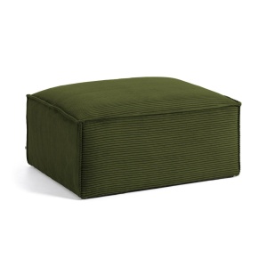 Taburet dreptunghiular verde din textil 74x90 cm Blok Kave Home