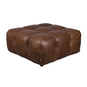 Taburet patrat maro ciocolata din piele 100x100 cm Hackman Dutchbone