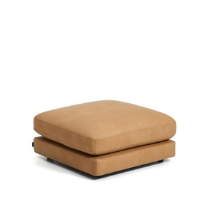 Taburet patrat maro din piele 90x90 cm Gala Kave Home