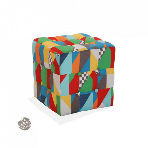 Taburet patrat multicolor din poliester 35x35 cm Brais Cube Versa Home