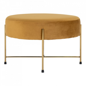 Taburet rotund galben/auriu din catifea si otel 61 cm Sandby House Nordic