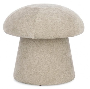 Taburet rotund gri din textil 40 cm Tiana Storage Bizzotto
