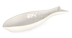 Tava decorativa alba din ceramica 9x28 cm Baylie Bizzotto