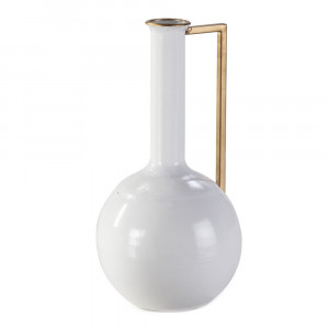 Vaza decorativa alba/aurie din metal 31 cm Lasies Thai Natura