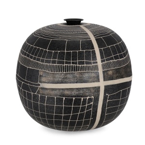 Vaza decorativa neagra din metal 36 cm Siva Bizzotto