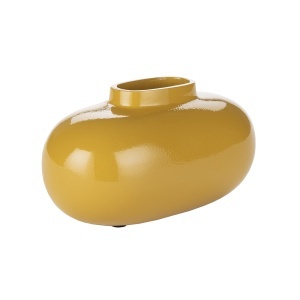Vaza decorativa ocru din metal 9 cm Droplet Dutchbone