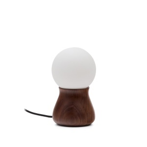 Veioza alba/crem din lemn 26 cm Okeni Kave Home