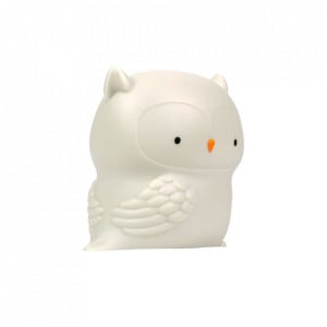 Veioza gri din PVC cu LED 11 cm Owl A Little Lovely Company