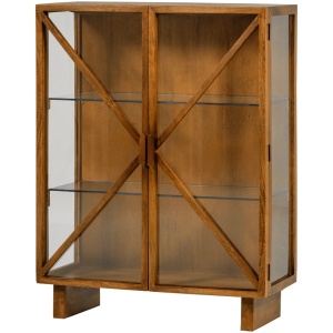 Vitrina maro deschis din lemn 132 cm Kella Woood
